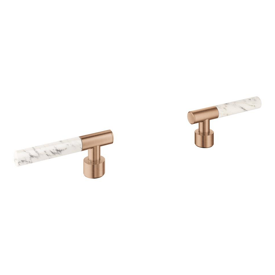 GROHE Atrio Private Collection Hebelgriffe aus White Attica Caesarstone Material #48458DL0 - warm sunset gebürstet