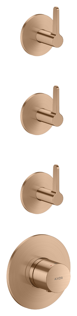HANSGROHE AXOR One Thermostatmodul Unterputz für 3 Verbraucher mit Hebelgriff #48723310 - Brushed Red Gold
