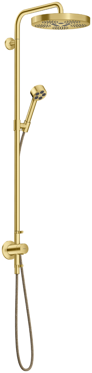 HANSGROHE AXOR One Showerpipe mit Thermostat und Kopfbrause 280 1jet EcoSmart Unterputz #48797950 - Brushed Brass