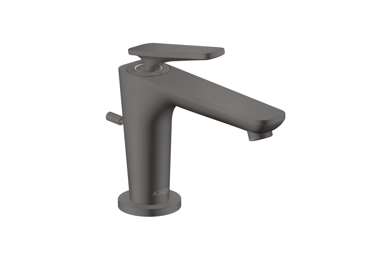 HANSGROHE AXOR Citterio C Einhebel-Waschtischmischer 90 mit Coolstart für Handwaschbecken und Zugstangen-Ablaufgarnitur #49010340 - Brushed Black Chrome