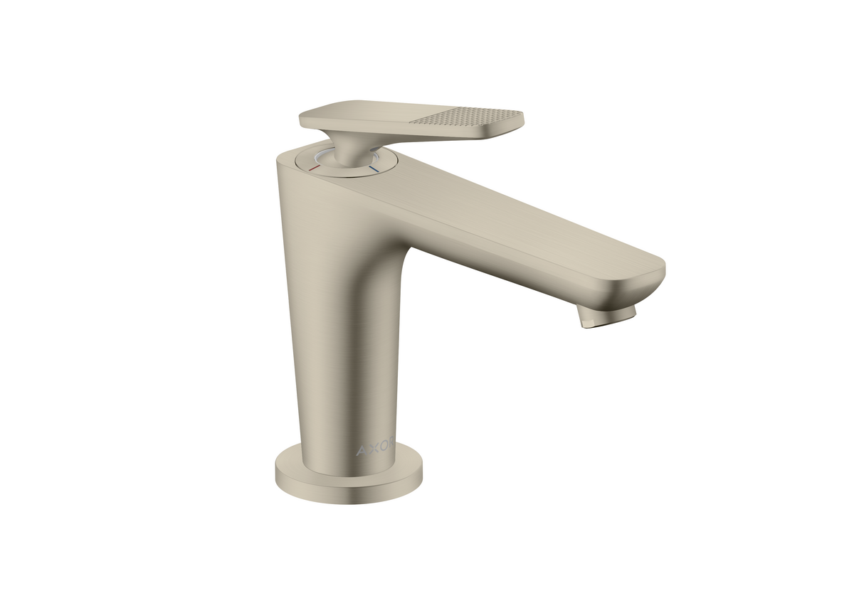 HANSGROHE AXOR Citterio C Einhebel-Waschtischmischer 90 mit CoolStart für Handwaschbecken und Ablaufgarnitur - Cubic cut #49021820 - Brushed Nickel