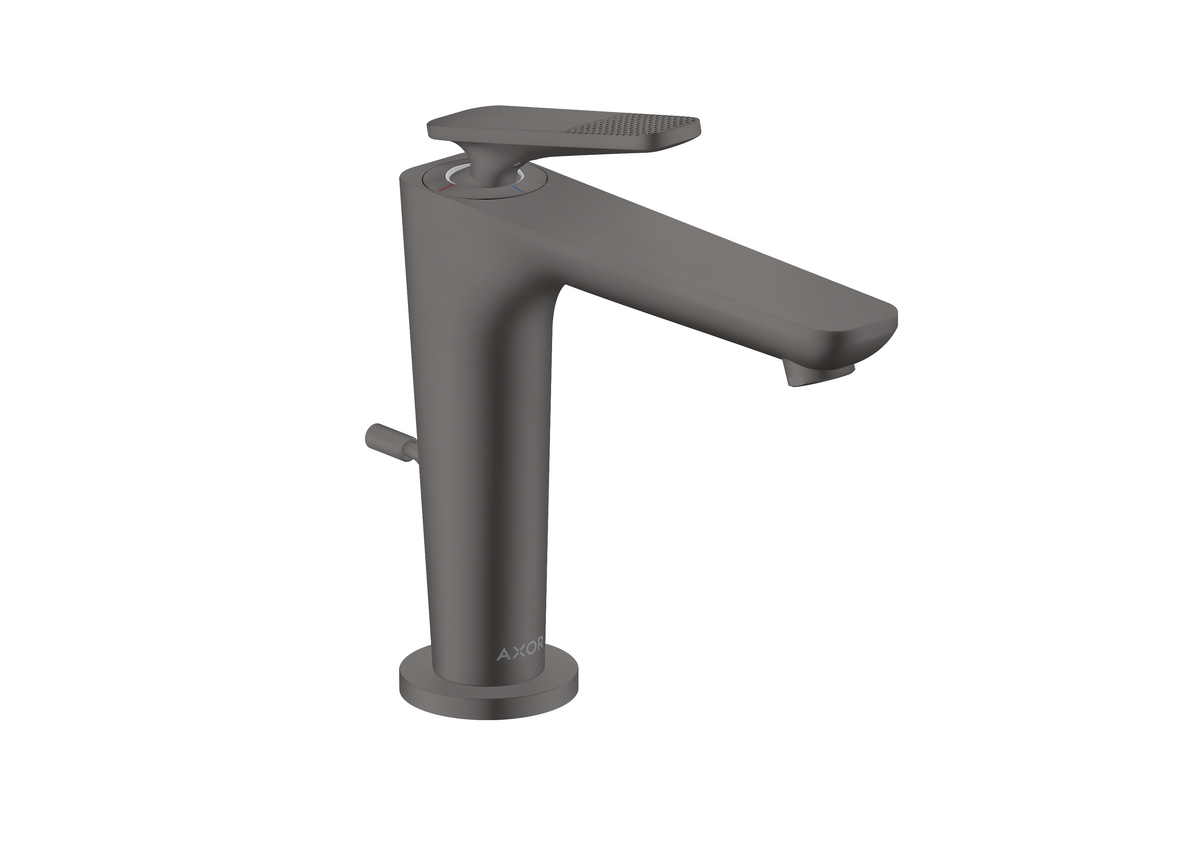 HANSGROHE AXOR Citterio C Einhebel-Waschtischmischer 125 mit CoolStart und Zugstangen-Ablaufgarnitur - Cubic cut #49031340 - Brushed Black Chrome
