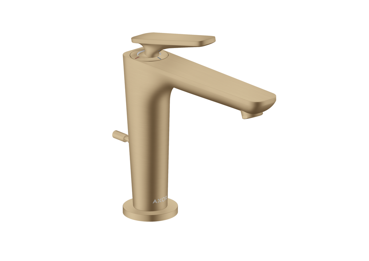 HANSGROHE AXOR Citterio C Einhebel-Waschtischmischer 125 mit CoolStart und Zugstangen-Ablaufgarnitur #49030140 - Brushed Bronze