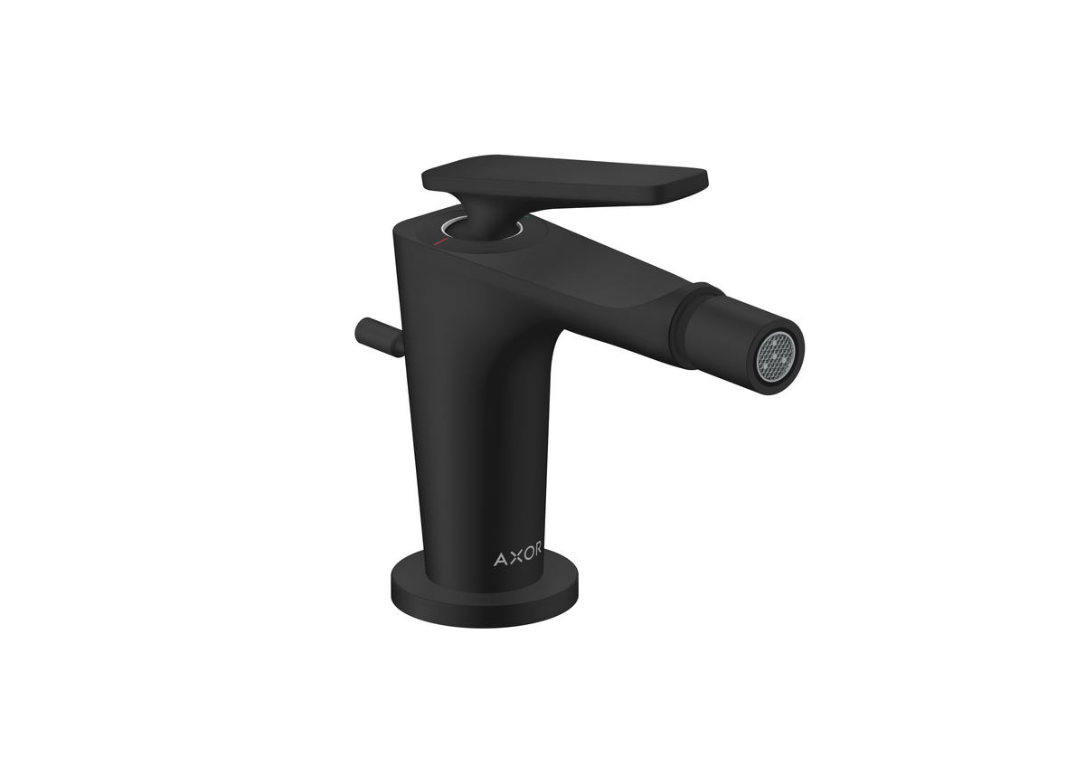 HANSGROHE AXOR Citterio C Einhebel-Bidetmischer mit Zugstangen-Ablaufgarnitur #49210670 - Mattschwarz