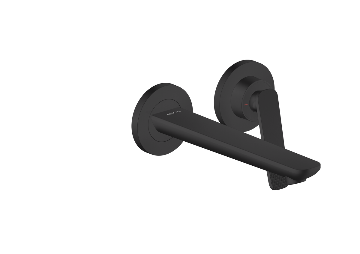 HANSGROHE AXOR Citterio C Einhebel-Waschtischmischer Unterputz für Wandmontage mit Auslauf 195 mm - Cubic cut #49111670 - Mattschwarz