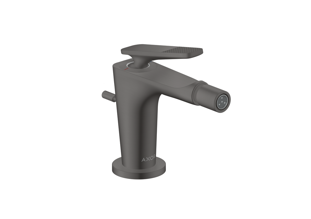 HANSGROHE AXOR Citterio C Einhebel-Bidetmischer mit Zugstangen-Ablaufgarnitur - Cubic cut #49211340 - Brushed Black Chrome