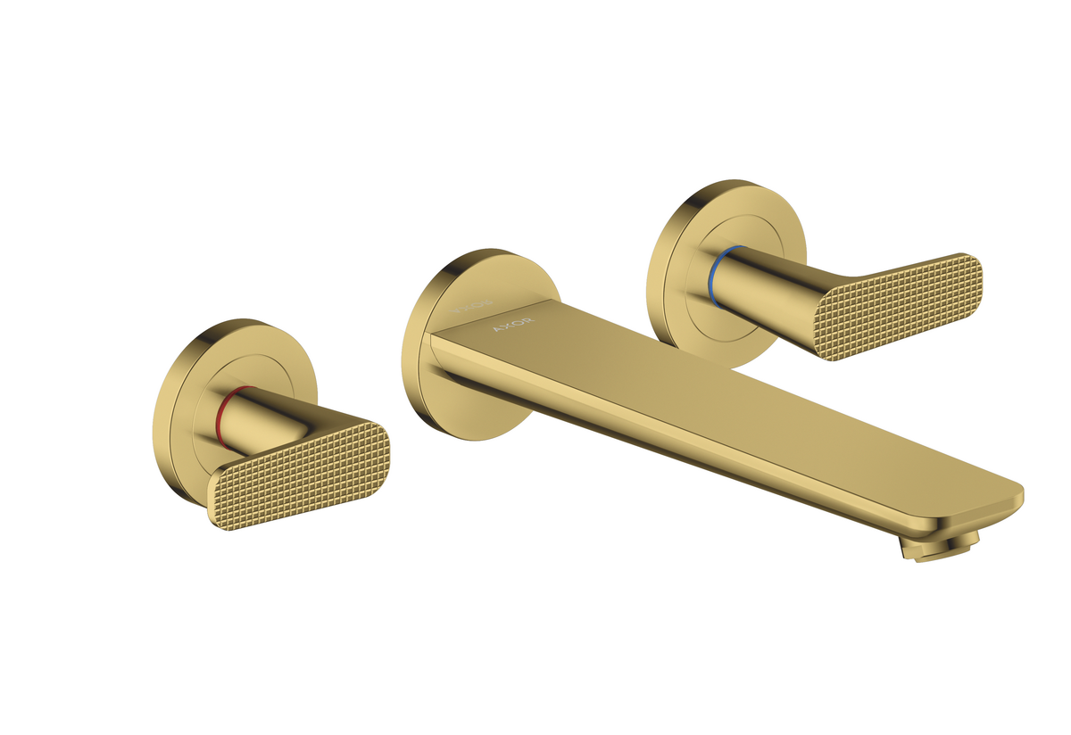 HANSGROHE AXOR Citterio C 3-Loch Wannenarmatur Unterputz für Wandmontage - Cubic cut #49483990 - Polished Gold Optic