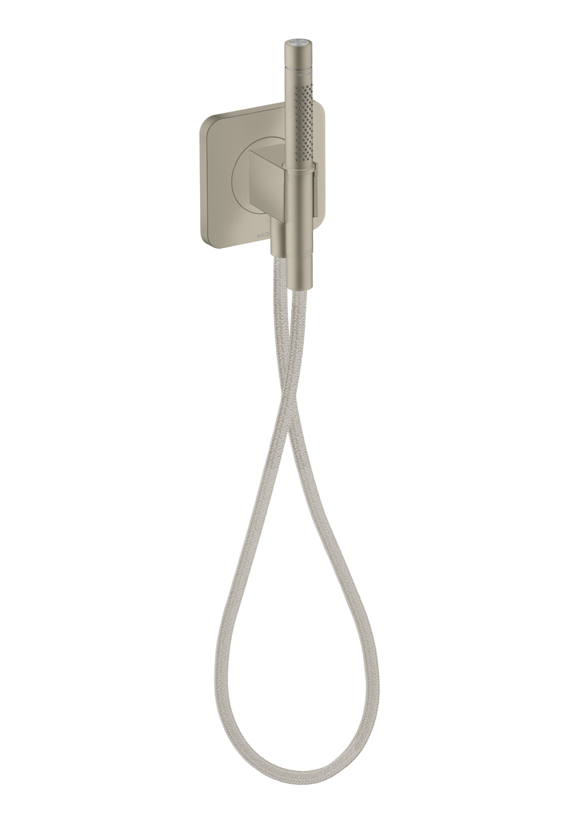 HANSGROHE AXOR Citterio C Portereinheit 120/120 softsquare mit Stabhandbrause 2jet und Textilbrauseschlauch #49626820 - Brushed Nickel
