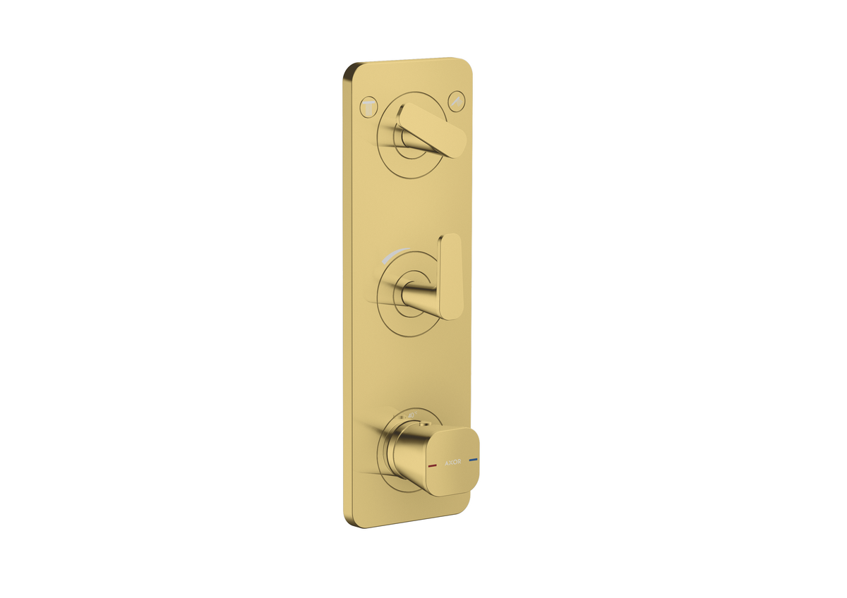 HANSGROHE AXOR Citterio C Thermostatmodul 380/120 Unterputz mit Platte für 2 Verbraucher #49700990 - Polished Gold Optic