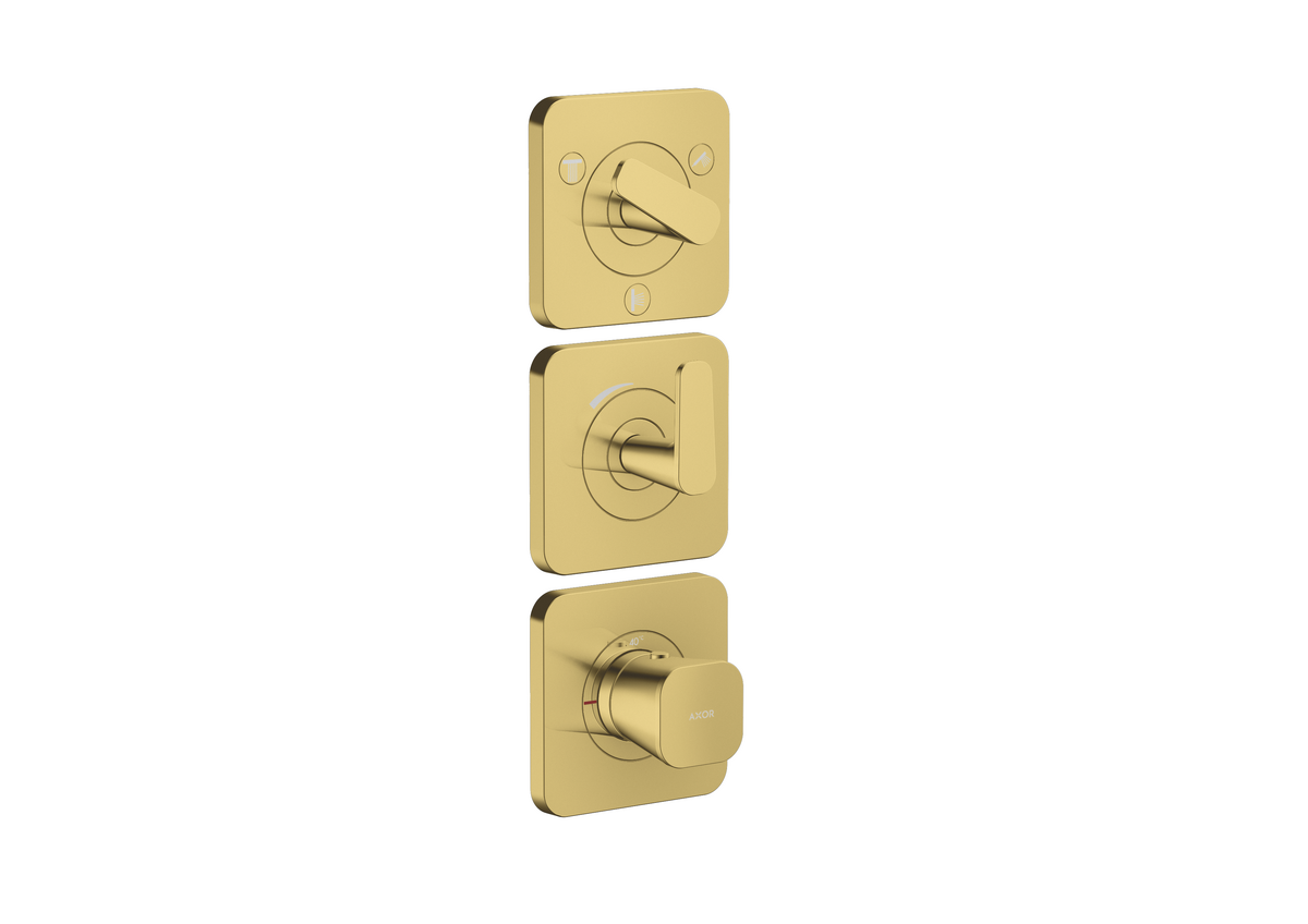 HANSGROHE AXOR Citterio C Thermostatmodul 380/120 Unterputz mit Rosetten für 3 Verbraucher #49710990 - Polished Gold Optic