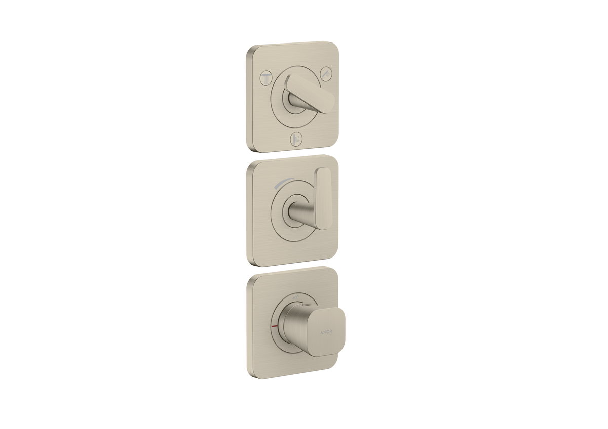 HANSGROHE AXOR Citterio C Thermostatmodul 380/120 Unterputz mit Rosetten für 3 Verbraucher #49710820 - Brushed Nickel