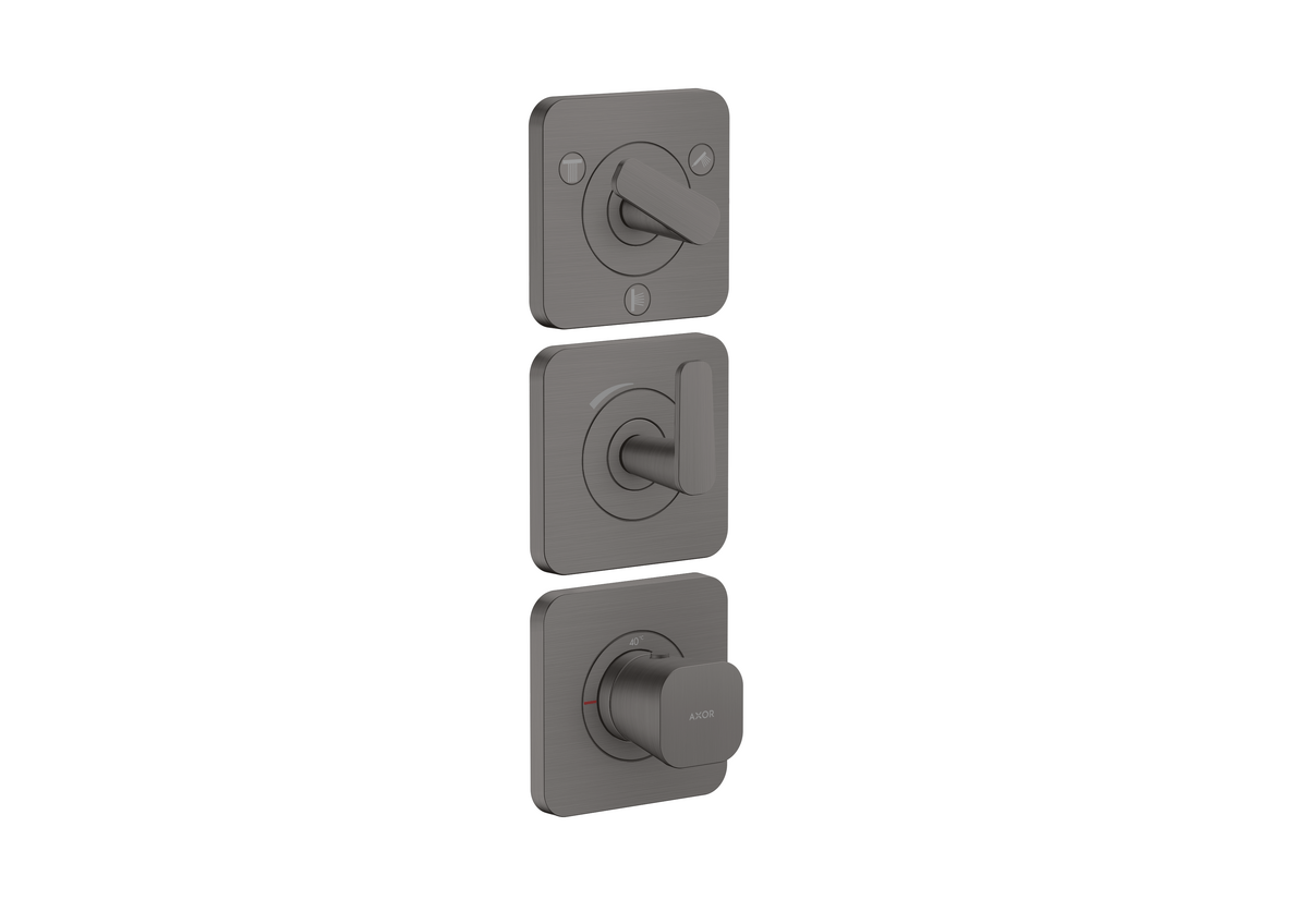 HANSGROHE AXOR Citterio C Thermostatmodul 380/120 Unterputz mit Rosetten für 3 Verbraucher #49710340 - Brushed Black Chrome