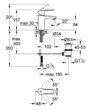 GROHE Eurostyle Cosmopolitan Einhand-Waschtischbatterie, 1/2″ S-Size #33552002 - chrom