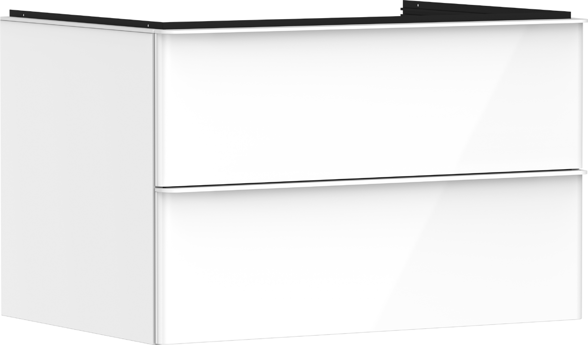 HANSGROHE Xelu Q Waschtischunterschrank Weiß Hochglanz 780/550 mit 2 Schubkästen für Konsole mit Ausschnitt mittig #54074700 - Weiß Hochglanz