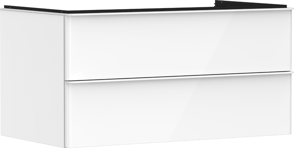HANSGROHE Xelu Q Waschtischunterschrank Weiß Hochglanz 980/550 mit 2 Schubkästen für Konsole mit Ausschnitt mittig #54078700 - Weiß Hochglanz