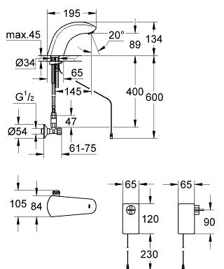 GROHE Pulsomat Surf Radar-Elektronik für Waschtisch, 1/2″ mit Mischung #36140000 - chrom