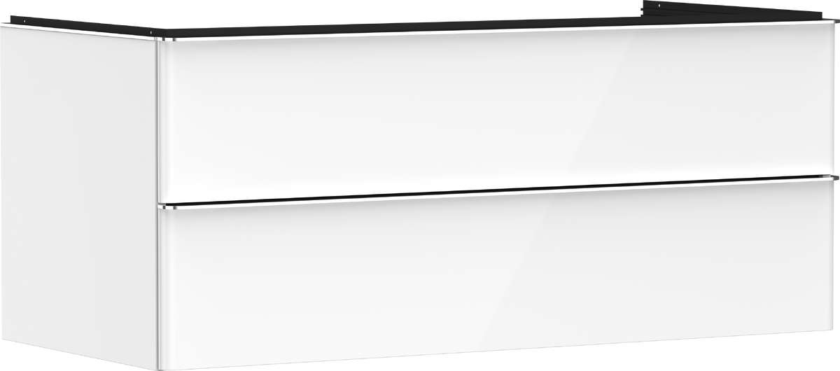 HANSGROHE Xelu Q Waschtischunterschrank Weiß Hochglanz 1180/550 mit 2 Schubkästen für Konsole mit Ausschnitt mittig #54082000 - Weiß Hochglanz