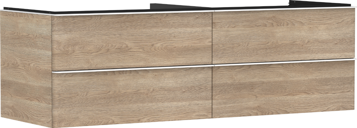 HANSGROHE Xelu Q Waschtischunterschrank Eiche Natur 1560/550 mit 4 Schubkästen für Konsole #54092700 - Eiche Natur