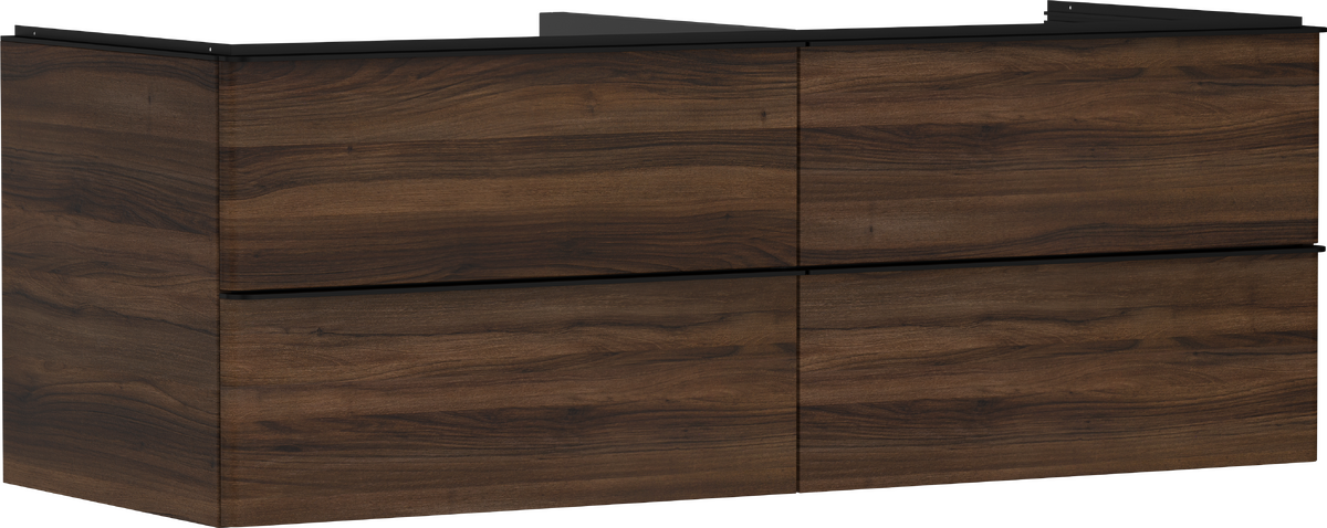 HANSGROHE Xelu Q Waschtischunterschrank Nussbaum Dunkel 1360/550 mit 4 Schubkästen für Konsole #54089670 - Nussbaum Dunkel