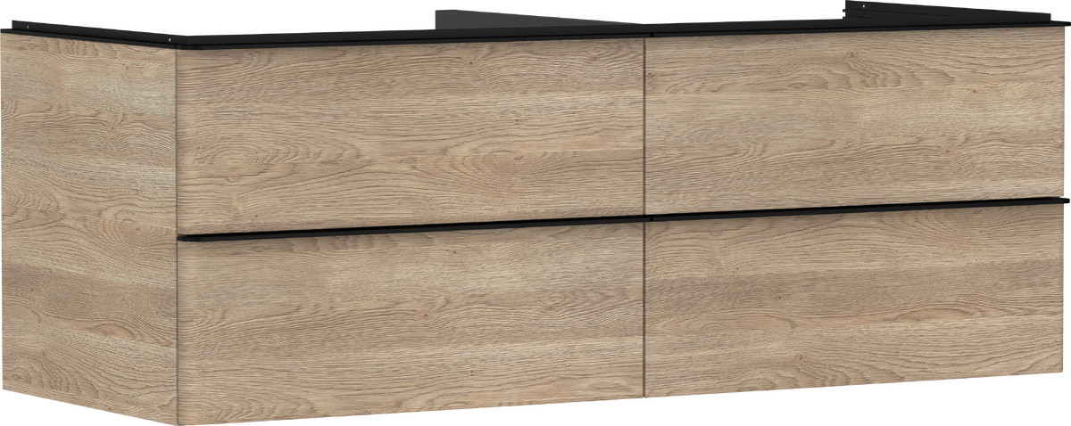 HANSGROHE Xelu Q Waschtischunterschrank Eiche Natur 1360/550 mit 4 Schubkästen für Konsole #54088670 - Eiche Natur