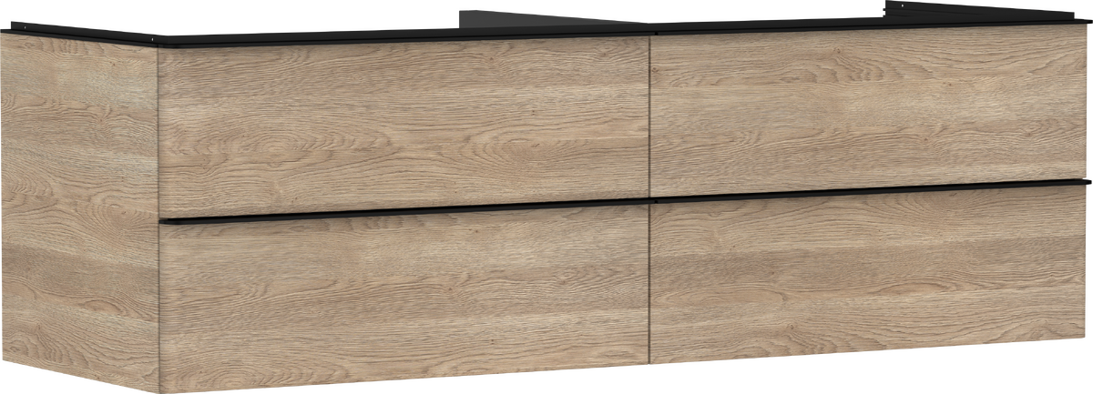 HANSGROHE Xelu Q Waschtischunterschrank Eiche Natur 1560/550 mit 4 Schubkästen für Konsole #54092670 - Eiche Natur