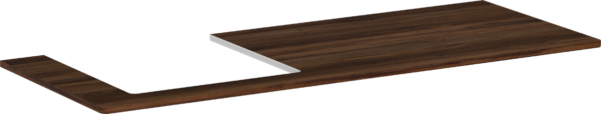 HANSGROHE Xelu Q Konsole 1360/550 mit Ausschnitt links für Aufsatzwaschtisch geschliffen 500/480 #54097630 - Nussbaum Dunkel