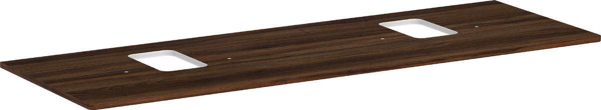 HANSGROHE Xelu Q Konsole 1560/550 mit 2 Ausschnitten für Aufsatzwaschtisch mit Hahnloch #54126630 - Nussbaum Dunkel