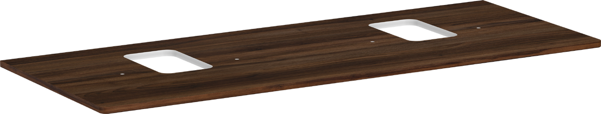 HANSGROHE Xelu Q Konsole 1360/550 mit 2 Ausschnitten für Aufsatzwaschtisch mit Hahnloch #54125630 - Nussbaum Dunkel