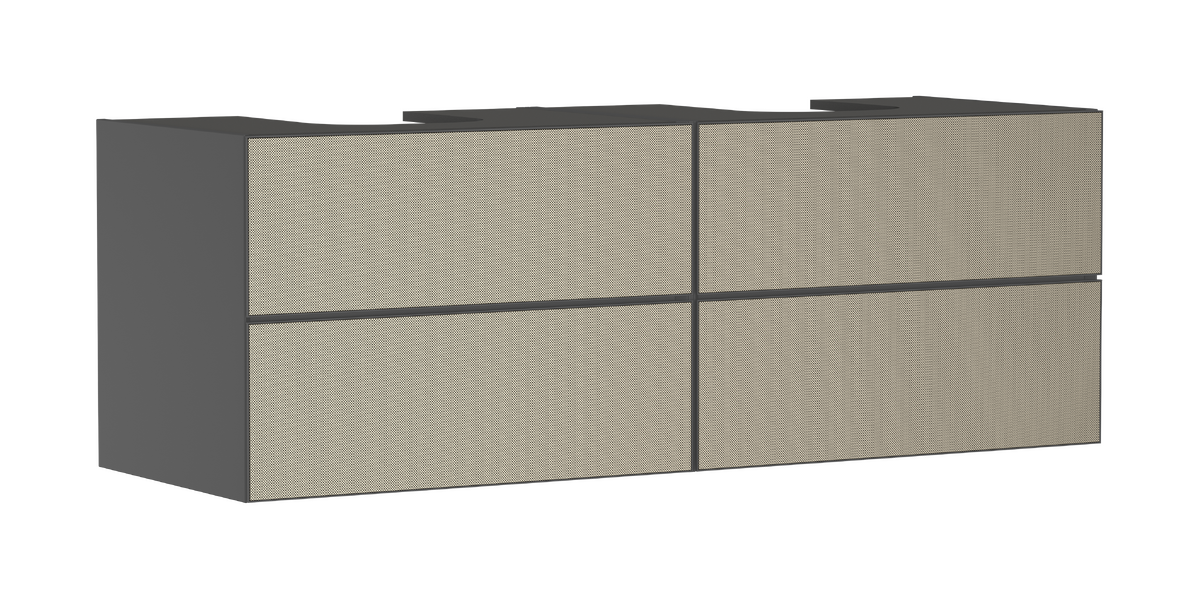 HANSGROHE Xevolos E Waschtischunterschrank Schiefergrau Matt 1570/550 mit 4 Schubkästen für Konsole mit 2 Ausschnitten #54201390 - Schiefergrau Matt