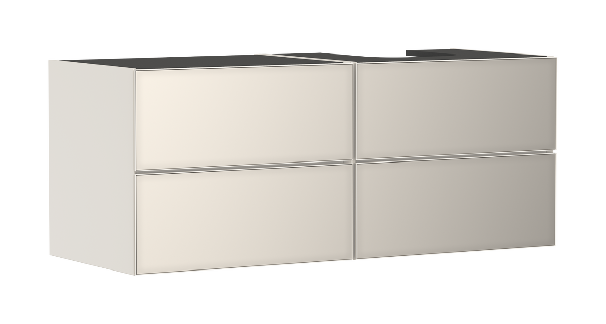HANSGROHE Xevolos E Waschtischunterschrank Sandbeige Matt 1370/550 mit 4 Schubkästen für Konsole mit Ausschnitt rechts #54240790 - Sandbeige Matt