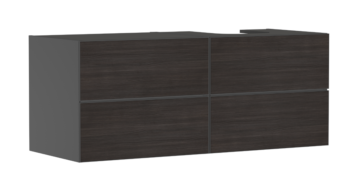 HANSGROHE Xevolos E Waschtischunterschrank Schiefergrau Matt 1370/550 mit 4 Schubkästen für Konsole mit Ausschnitt rechts #54241730 - Schiefergrau Matt