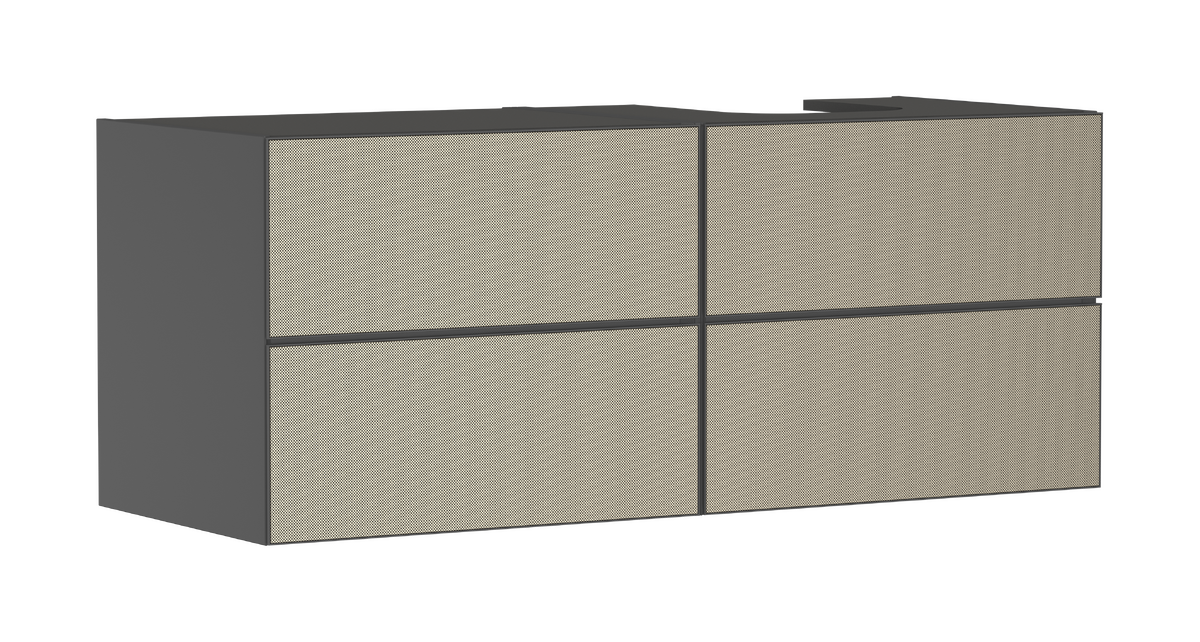 HANSGROHE Xevolos E Waschtischunterschrank Schiefergrau Matt 1370/550 mit 4 Schubkästen für Konsole mit Ausschnitt rechts #54241390 - Schiefergrau Matt