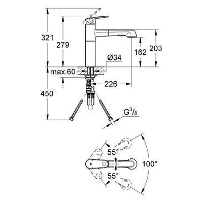 GROHE Europlus Einhand-Spültischbatterie, 1/2″ #33933002 - chrom