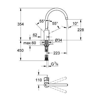 GROHE Eurosmart Cosmopolitan Einhand-Spültischbatterie, 1/2″ #32843000 - chrom