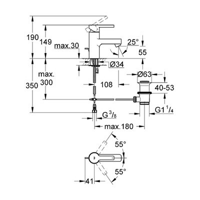 GROHE Lineare Einhand-Waschtischbatterie, 1/2″ S-Size #32115000 - chrom