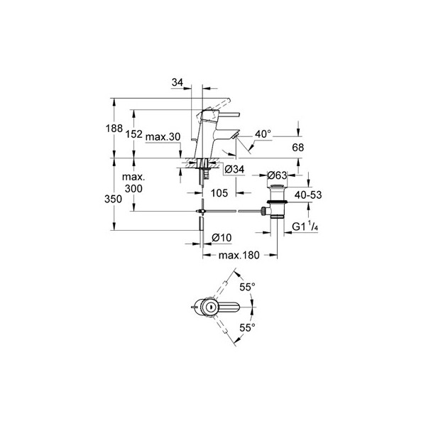 GROHE Concetto Einhand-Waschtischbatterie, 1/2″ #32202000 - chrom