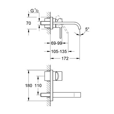GROHE Allure 2-Loch-Waschtischbatterie #19309000 - chrom