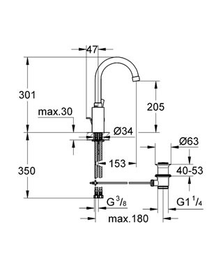 GROHE Feel Einhand-Waschtischbatterie, 1/2″ L-Size #32723000 - chrom