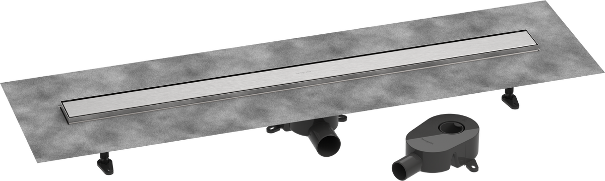HANSGROHE RainDrain Go Komplettset Duschrinne 1000 rückseitig befliesbar für Standard-/flache Installation #56275800 - Edelstahl gebürstet