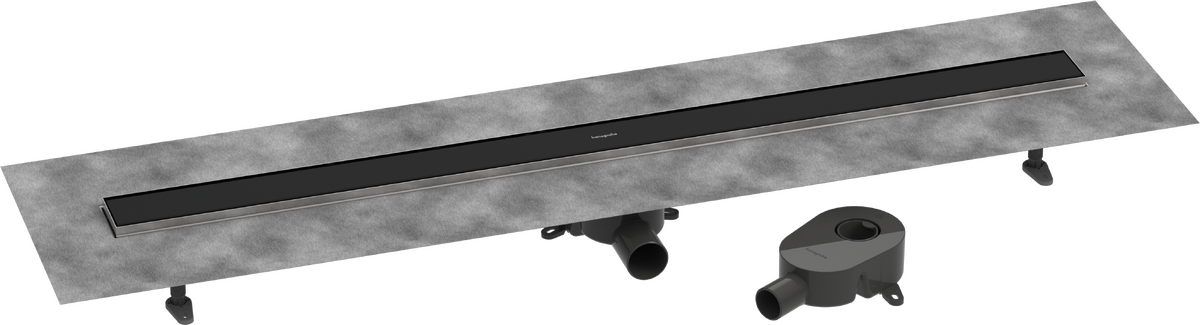 HANSGROHE RainDrain Go Komplettset Duschrinne 1200 rückseitig befliesbar für Standard-/flache Installation #56276670 - Mattschwarz