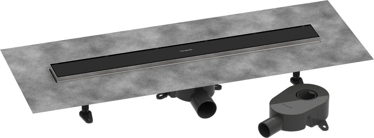 HANSGROHE RainDrain Go Komplettset Duschrinne 700 rückseitig befliesbar für Standard-/flache Installation #56272670 - Mattschwarz