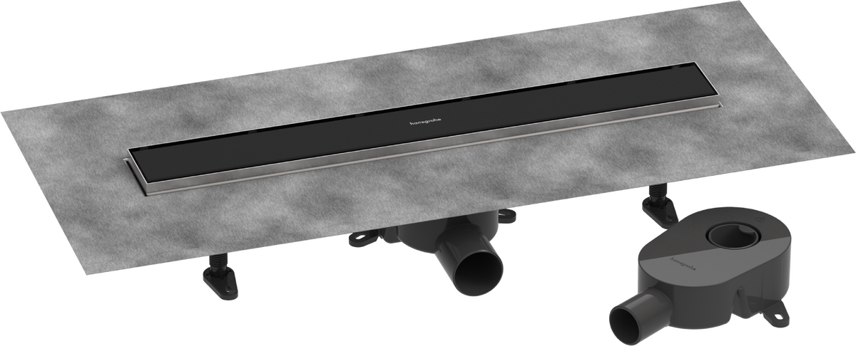HANSGROHE RainDrain Go Komplettset Duschrinne 600 rückseitig befliesbar für Standard-/flache Installation #56271670 - Mattschwarz