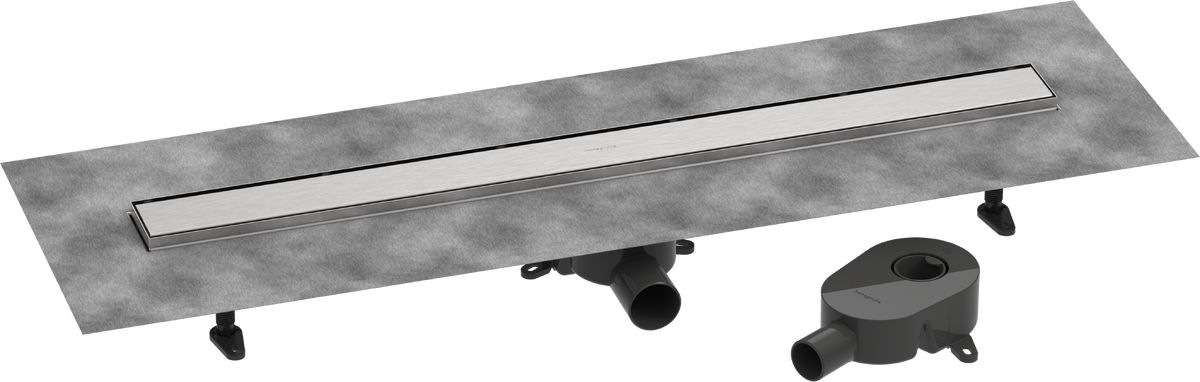 HANSGROHE RainDrain Go Komplettset Duschrinne 900 rückseitig befliesbar für Standard-/flache Installation #56274800 - Edelstahl gebürstet