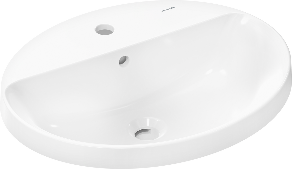 HANSGROHE Xuniva D Einbauwaschtisch 550/450 mit Hahnloch und Überlauf #60160450 - Weiß