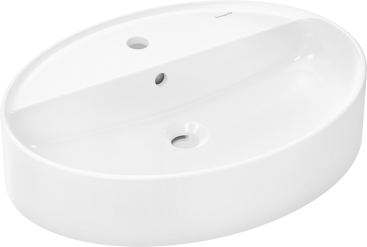 HANSGROHE Xuniva D Aufsatzwaschtisch 600/450 mit Hahnloch und Überlauf #60170450 - Weiß