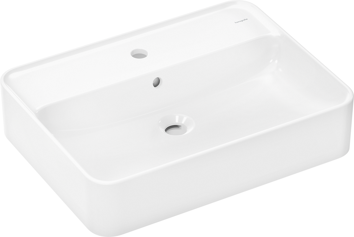 HANSGROHE Xuniva Q Aufsatzwaschtisch 600/450 mit Hahnloch und Überlauf #60172450 - Weiß