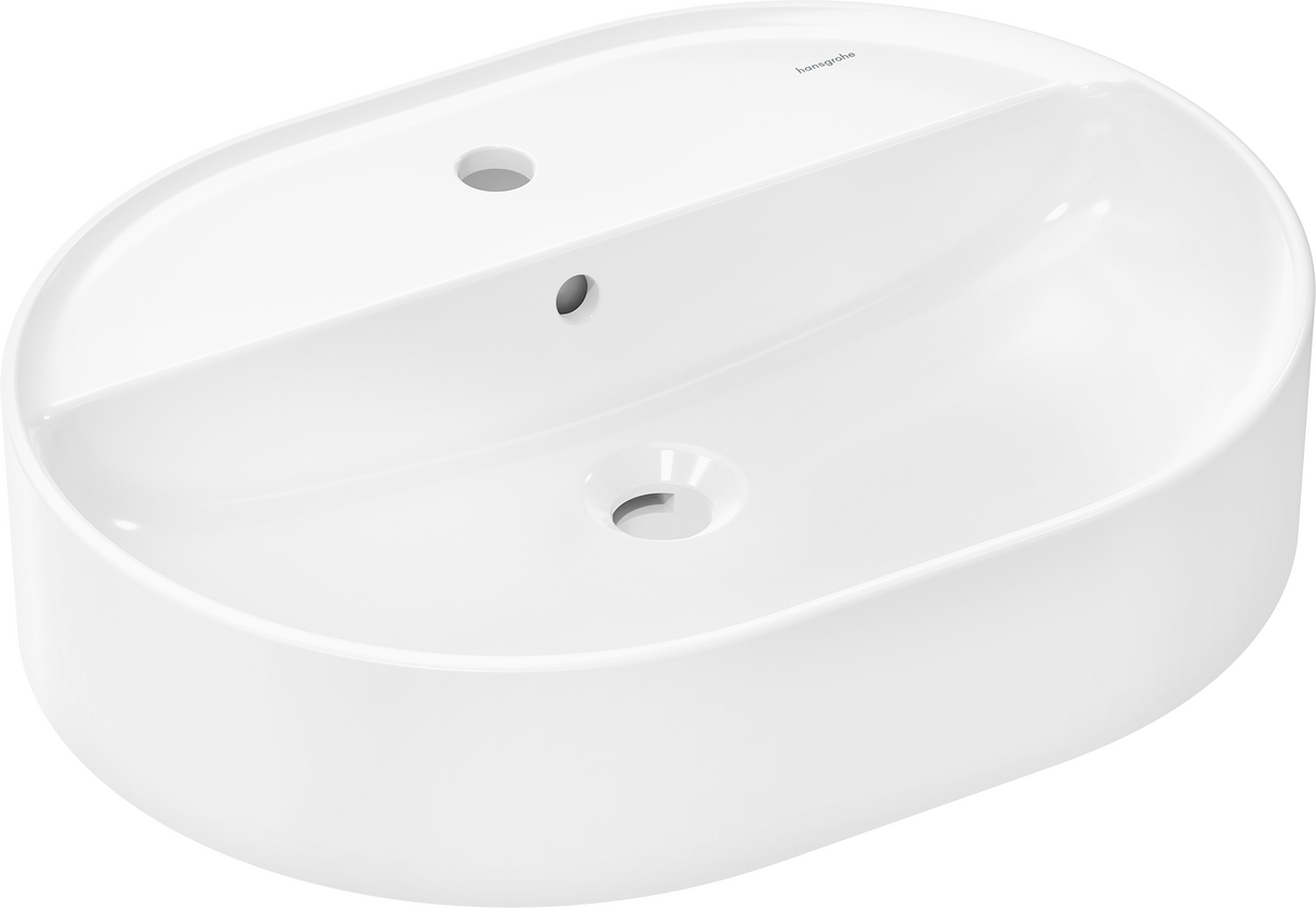 HANSGROHE Xuniva U Aufsatzwaschtisch 600/450 mit Hahnloch und Überlauf, SmartClean #61080450 - Weiß