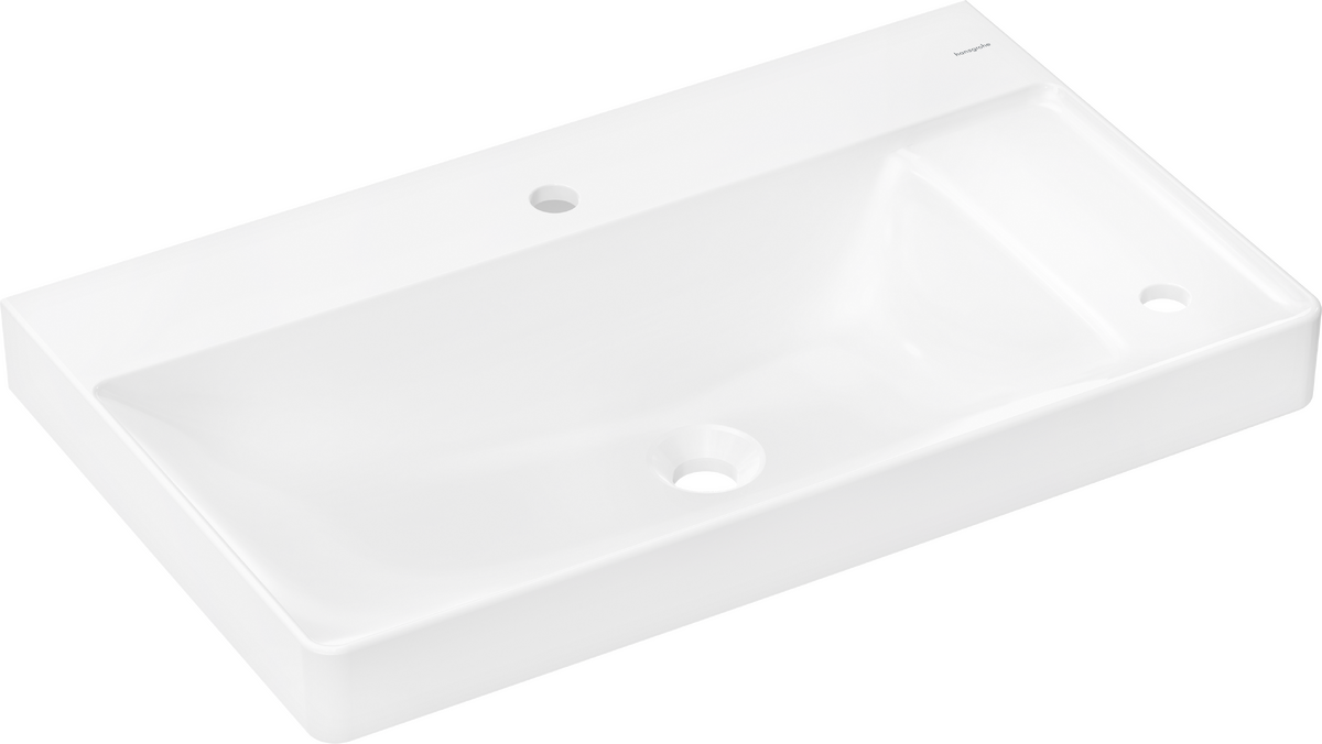 HANSGROHE Xelu Q Waschtisch 800/480 mit Ablage rechts mit 2 Hahnlöcher ohne Überlauf #60319450 - Weiß