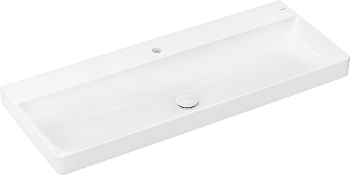 HANSGROHE Xelu Q Aufsatzwaschtisch geschliffen 1200/480 mit Hahnloch ohne Überlauf, SmartClean #61109450 - Weiß