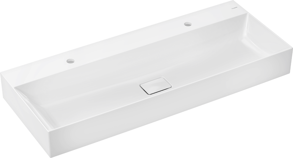 HANSGROHE Xevolos E Aufsatzwaschtisch geschliffen 1200/480 mit 2 Hahnlöchern ohne Überlauf, SmartClean #61106450 - Weiß